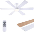 Ceiling Fans with Lights, 46" Low Profile Ceiling Fan with Light and Remote, Flush Mount for Bedroom, Living Room, 6 Speeds