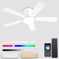Ceiling Fans with Lights, 48 inch Low Profile Ceiling Fan with Light and Remote Control, Flush Mount RGB Dimmable Light