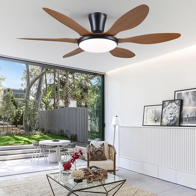 Ceiling Fans with Lights, 51 inch Modern Low Profile Ceiling Fan with Light and Remote App Control, Flush Mount, Quiet DC