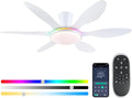 Ceiling Fans with Lights, 51 inch Modern White Low Profile Ceiling Fan with Light and Remote App Control, Flush Mount, Quiet