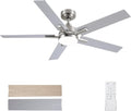 Ceiling Fans with Lights, 52 inch Brushed Nickel Ceiling Fans with Lights and Remote Control, Reversible, 3CCT, Dimmable