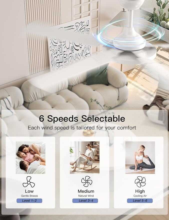 Ceiling Fans with Lights, 52 inch Ceiling fan with Light and Remote/APP Control, 3CCT, Quiet DC Reversible, Dimmable, Modern