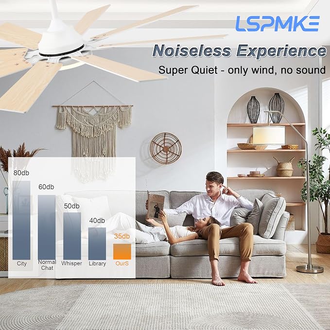 Ceiling Fans with Lights, 52 Inch Ceiling Fan with Light and Remote Control, Reversible DC Motor, 3CCT, Dimmable, Timer