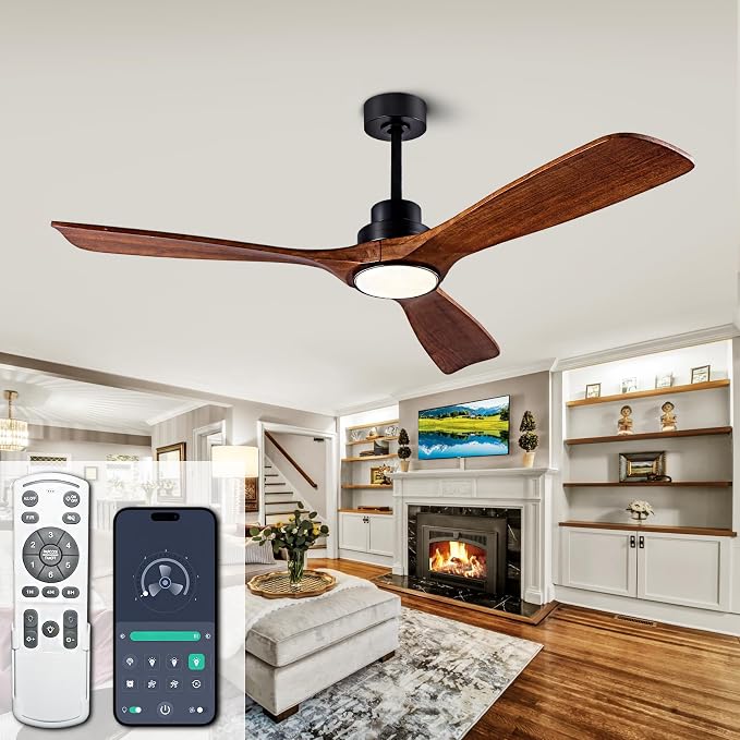 Ceiling Fans with Lights, 52 Inch Ceiling Fan with Remote/APP Control,3CCT Dimmable Light,Noiseless Reversible DC Motor,3