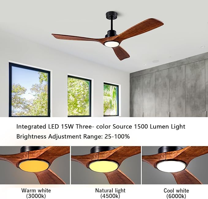 Ceiling Fans with Lights, 52 Inch Ceiling Fan with Remote/APP Control,3CCT Dimmable Light,Noiseless Reversible DC Motor,3