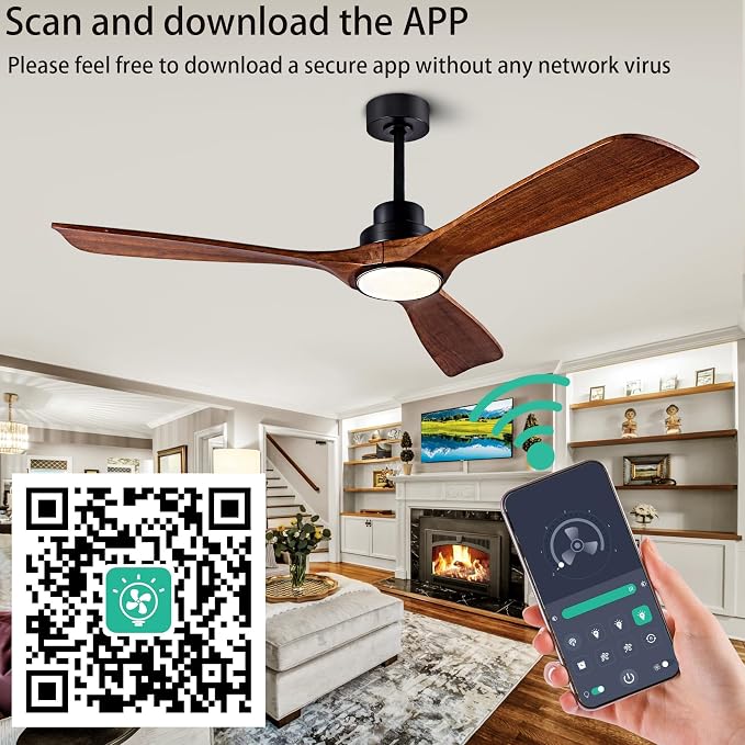 Ceiling Fans with Lights, 52 Inch Ceiling Fan with Remote/APP Control,3CCT Dimmable Light,Noiseless Reversible DC Motor,3