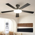 Ceiling Fans with Lights, 52 inch Flush Mount Ceiling fan with Remote Control, Low Profile Ceiling Fan for Bedroom