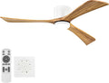 Ceiling Fans with Lights 52 Inch Flush Mount, Wood Blade, LED Dimmable DC Reversible Modern Ceiling Fan with Remote Control