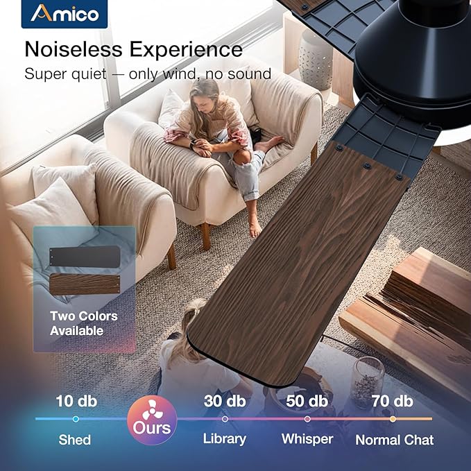 Ceiling Fans with Lights, 52 inch Low Profile Ceiling fan with Light and Remote Control, Flush Mount, Reversible, 3CCT