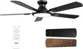 Ceiling Fans with Lights, 52 Inch Low Profile Ceiling Fan with Light and Remote Control, Flush Mount, DC Reversible Motor