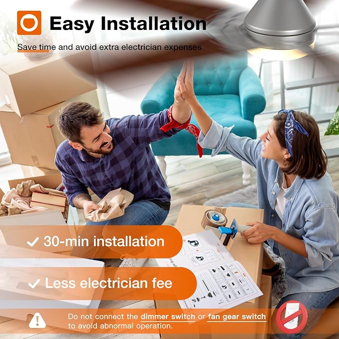 Ceiling Fans with Lights, 52 Inch Low Profile Ceiling Fan with Light and Remote Control, Flush Mount, Reversible, 3CCT