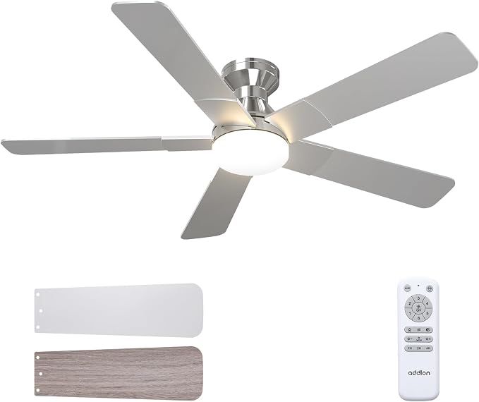 Ceiling Fans with Lights, 52 inch Low Profile Ceiling Fan with Light and Remote Control, Flush Mount