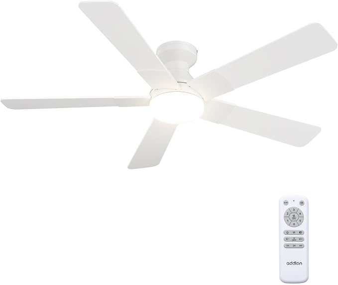 Ceiling Fans with Lights, 52 inch Low Profile Ceiling Fan with Light and Remote Control, Flush Mount