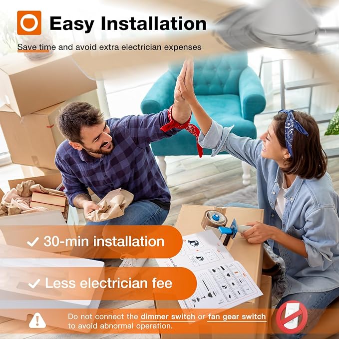 Ceiling Fans with Lights, 52 inch Low Profile Ceiling Fan with Light and Remote Control, Flush Mount, alternate view 8
