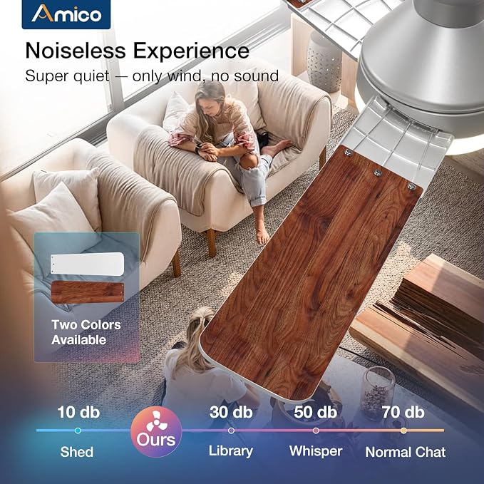 Ceiling Fans with Lights, 52 inch Low Profile Ceiling Fan with Light and Remote Control, Flush Mount, alternate view 4