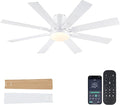 Ceiling Fans with Lights, 52 Inch Low Profile Flush Mount Ceiling Fan, Modern White Ceiling Fan with Light for Bedroom Living