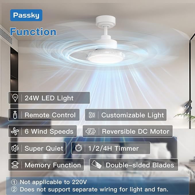 Ceiling Fans with Lights, 52 inch Modern Ceiling Fan with Light and Remote Control, 3CCT, Dimmable, Reversible, alternate