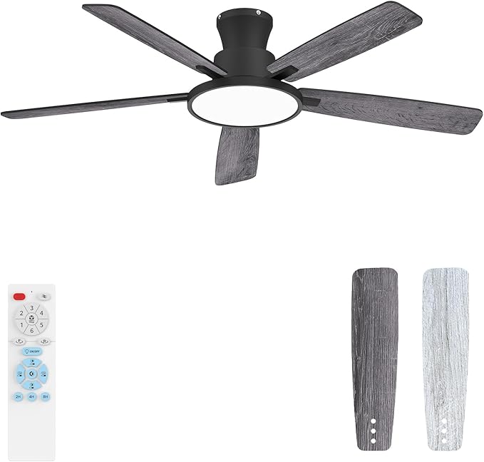 Ceiling Fans with Lights,52 inch,Quiet,Reversible Motor,Dimmable, Adjustable Color Temperature,6 Speeds,Timer, Low Profile