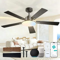 Ceiling Fans with Lights, 52 inch Smart Ceiling Fan with Remote/APP/Alexa Control, Downrod Mount, Reversible DC Motor, 5