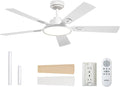 Ceiling Fans with Lights, 52 inch White Ceiling fan with Light and Remote Control, Reversible, 3CCT, Dimmable, Noiseless