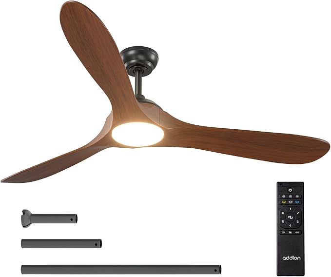 Ceiling Fans with Lights, 60 Inch Indoor/Outdoor Ceiling Fan with Remote Control, Reversible, 3 Wood Blades, 6 Speeds, 3CCT