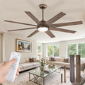 Ceiling Fans with Lights, 60 inch Large Ceiling Fan with Light and Remote, Outdoor Bronze Ceiling Fan for Living Room Patio