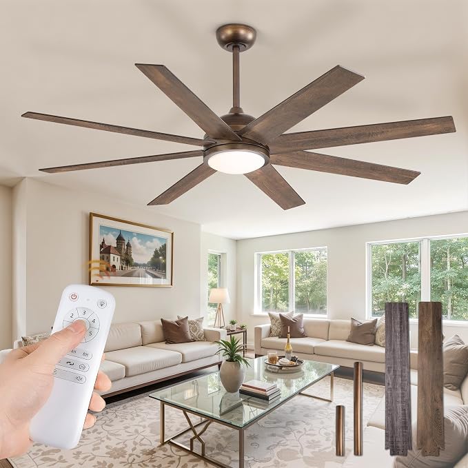Ceiling Fans with Lights, 60 inch Large Ceiling Fan with Light and Remote, Outdoor Bronze Ceiling Fan for Living Room Patio