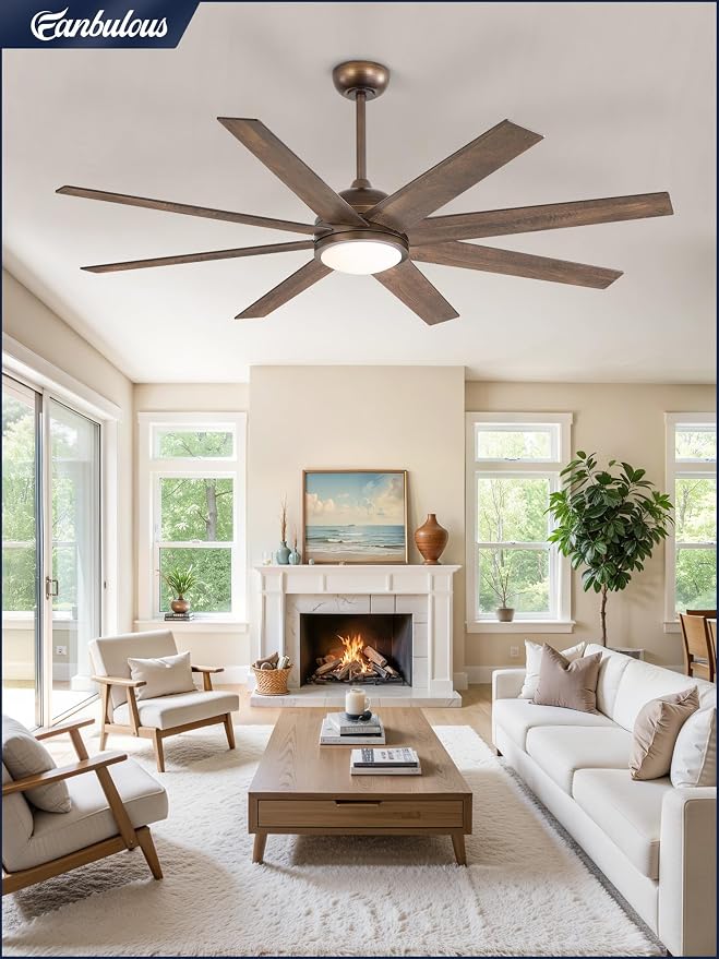 Ceiling Fans with Lights, 60 inch Large Ceiling Fan with Light and Remote, Outdoor Bronze Ceiling Fan for Living Room Patio