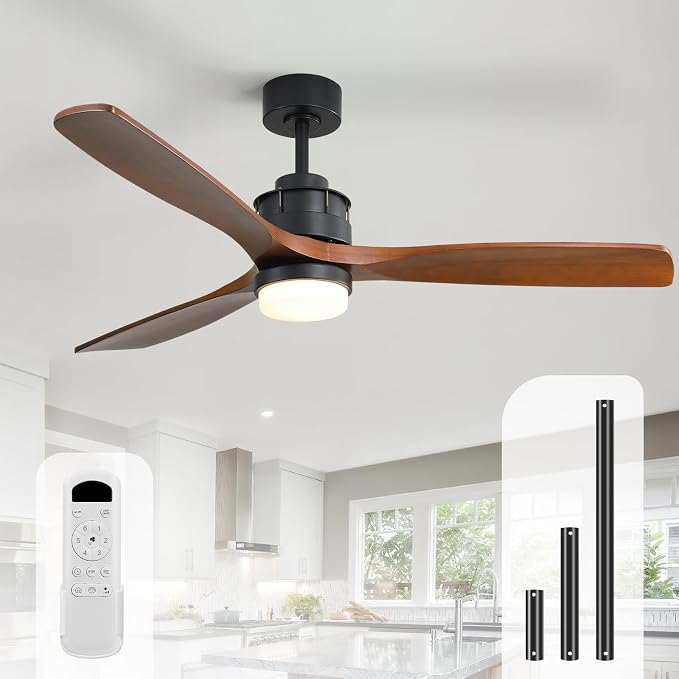 Ceiling Fans With Lights, 60 Inch Solid Wood Ceiling Fan With Light Remote Control, Indoor/Outdoor Ceiling Fan with