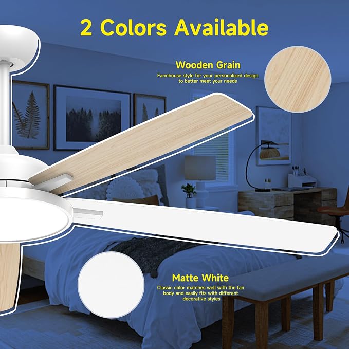 Ceiling Fans with Lights,62 Inch Smart Ceiling Fan,Remote and App Control,Dimmable,Reversible,Noiseless, Compatible with