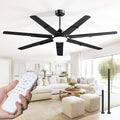 Ceiling Fans with Lights,66 inch Black Ceiling fan with Light and Remote, 6 Speed Reversible DC Motor, 3CCT, Dimmable, Quiet