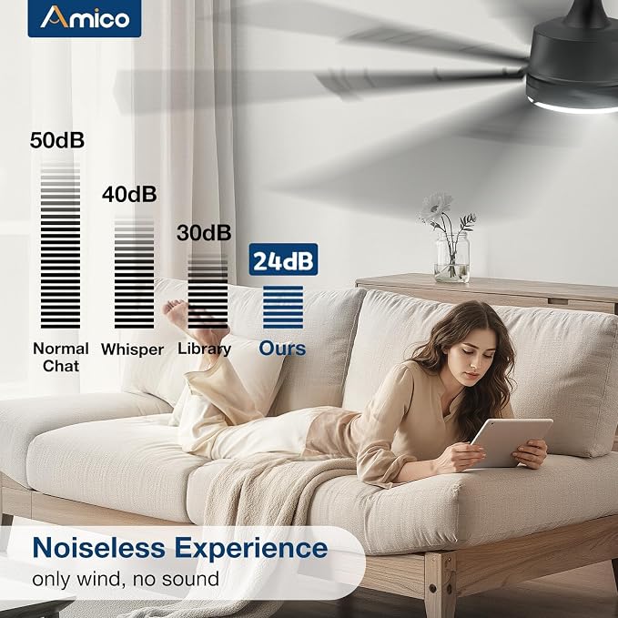 Ceiling Fans with Lights,66 inch Black Ceiling fan with Light and Remote, 6 Speed Reversible DC Motor, 3CCT, Dimmable, Quiet
