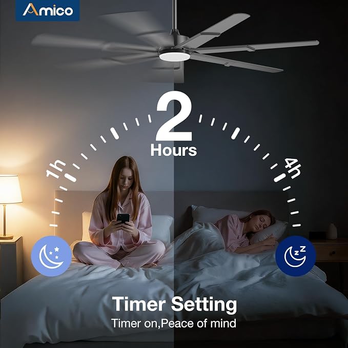 Ceiling Fans with Lights,66 inch Black Ceiling fan with Light and Remote, 6 Speed Reversible DC Motor, 3CCT, Dimmable, Quiet