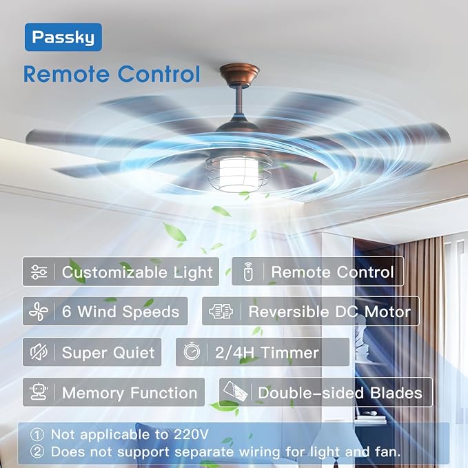 Ceiling Fans with Lights, 66 inch Bronze Ceiling fan with Light and Remote Control, Reversible, Dimmable, 3CCT, Quiet, Caged