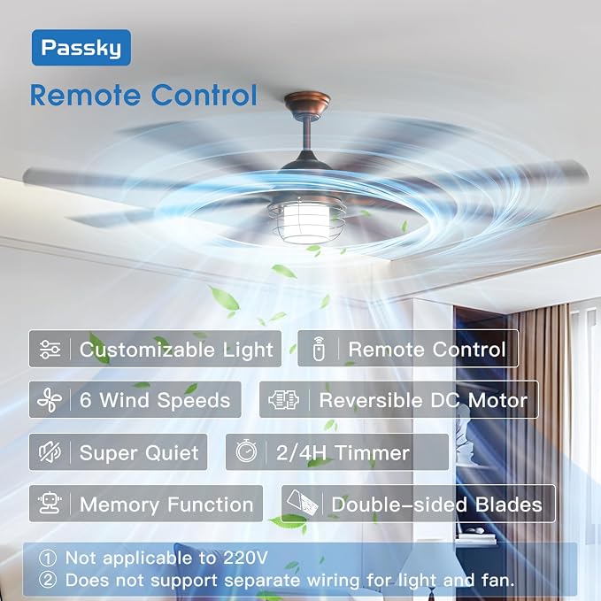 Ceiling Fans with Lights, 72 inch Bronze Ceiling fan with Light and Remote Control, Reversible, Dimmable, 3CCT, Quiet, Caged