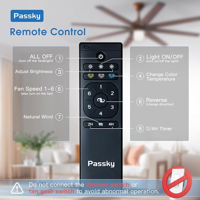 Ceiling Fans with Lights, 72 inch Bronze Ceiling fan with Light and Remote Control, Reversible, Dimmable, 3CCT, Quiet, Caged