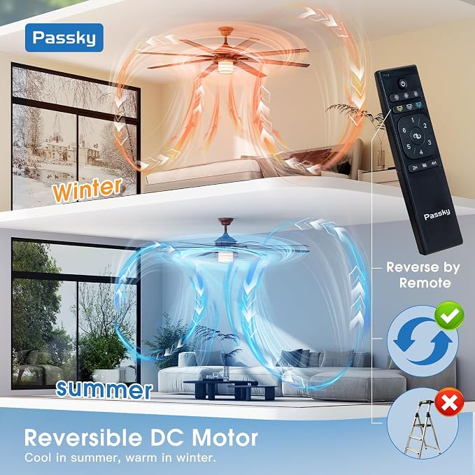 Ceiling Fans with Lights, 72 inch Bronze Ceiling fan with Light and Remote Control, Reversible, Dimmable, 3CCT, Quiet, Caged