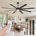 Ceiling Fans with Lights, 80 inch Large Ceiling Fan with Light and Remote, Outdoor Black Ceiling Fan for Living Room Patio, 6