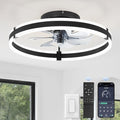 Ceiling Fans with Lights and Remote, 19.7'' Low Profile Ceiling Fan, 3000-6000K Dimmable Modern Flush Mount LED Fan Light, 6