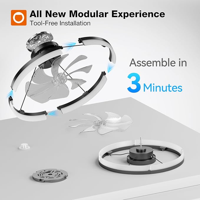 Ceiling Fans with Lights and Remote, 20 Inch Low Profile Ceiling Fans, 3000-6000K Dimmable Modern Flush Mount LED Fan Light