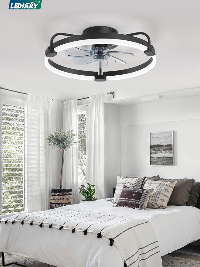 Ceiling Fans with Lights and Remote, 20'' Low Profile Ceiling Fan with Light, 3000-6000K Dimmable Fandelier LED, alternate