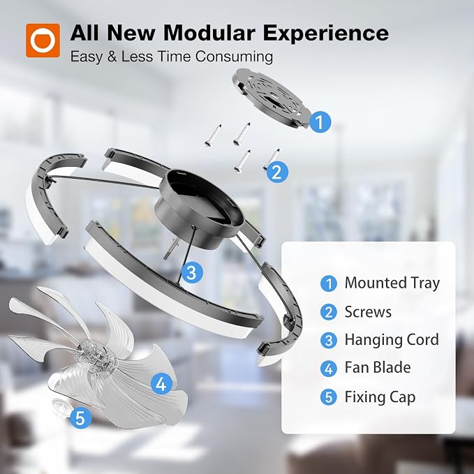 Ceiling Fans with Lights and Remote, 20'' Low Profile Ceiling Fans, 3000-6000K Dimmable Modern Flush Mount LED, alternate