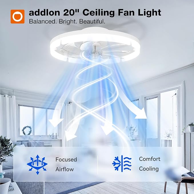Ceiling Fans with Lights and Remote, 20'' Low Profile Ceiling Fans, 3000-6000K Dimmable Modern Flush Mount LED, alternate