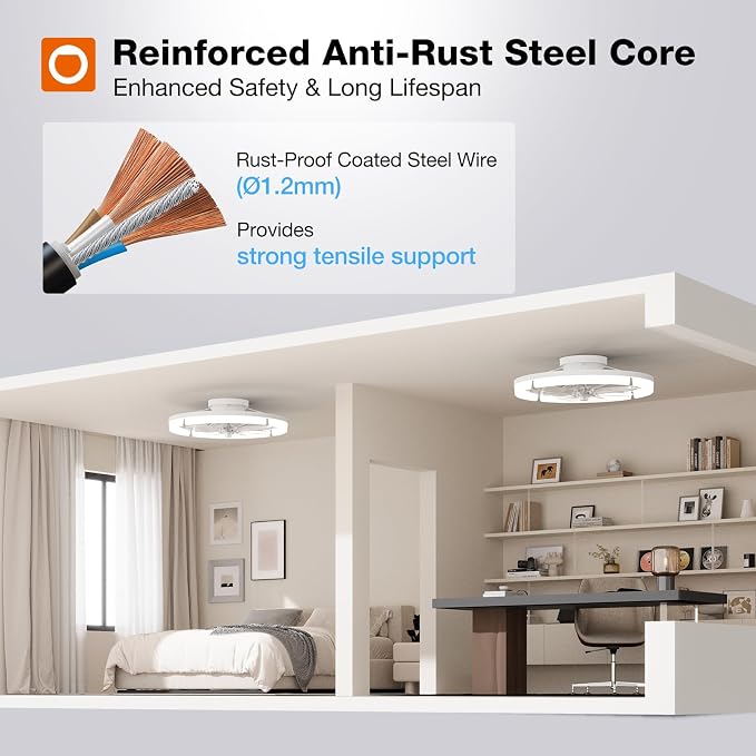 Ceiling Fans with Lights and Remote, 20'' Low Profile Ceiling Fans, 3000-6000K Dimmable Modern Flush Mount LED, alternate