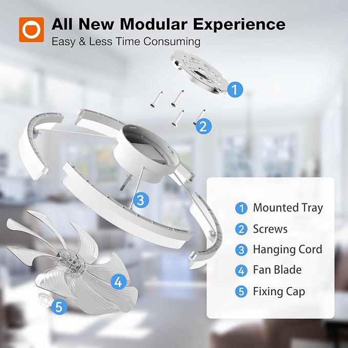 Ceiling Fans with Lights and Remote, 20'' Low Profile Ceiling Fans, 3000-6000K Dimmable Modern Flush Mount LED, alternate