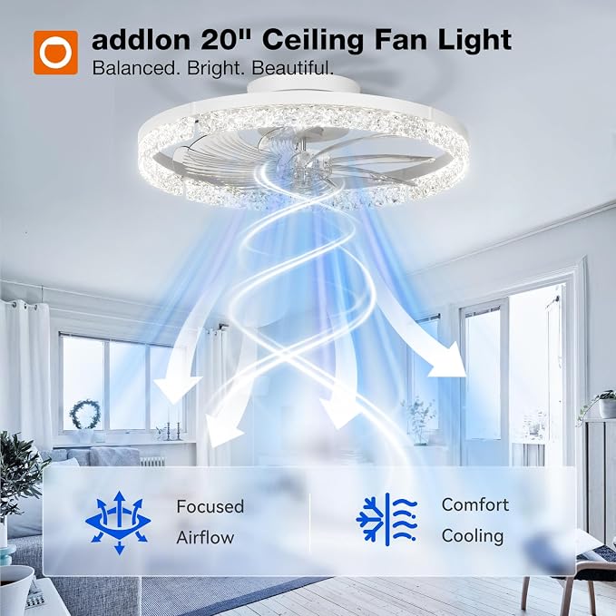 Ceiling Fans with Lights and Remote, 20'' Low Profile Flush Mount Ceiling Fan, 3000–6000K Dimmable LED, alternate view 2