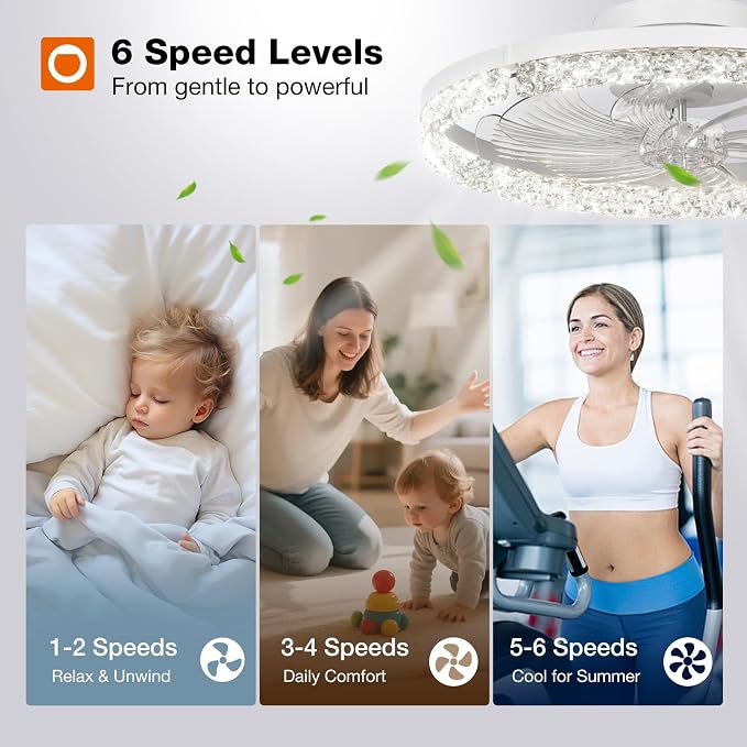 Ceiling Fans with Lights and Remote, 20'' Low Profile Flush Mount Ceiling Fan, 3000–6000K Dimmable LED, alternate view 7