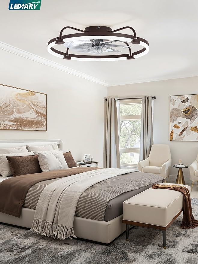 Ceiling Fans with Lights and Remote, 24'' Low Profile Ceiling Fan with Light, 3000-6000K Dimmable Fandelier LED, alternate