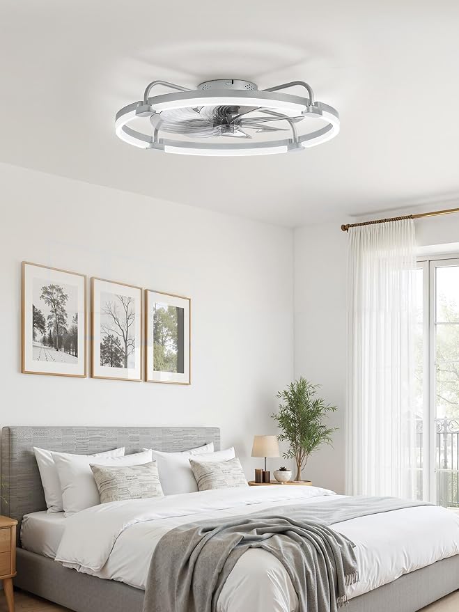 Ceiling Fans with Lights and Remote, 24'' Low Profile Ceiling Fan with Light, 3000-6000K Dimmable Fandelier LED, alternate