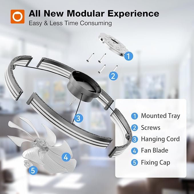 Ceiling Fans with Lights and Remote, 24'' Low Profile Ceiling Fans, 3000-6000K Dimmable Modern Flush Mount LED, alternate